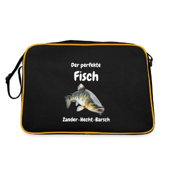 Perche de brochet Mélange de pêcheur de pêche au poisson - Sac Retro - noir/or - Dos