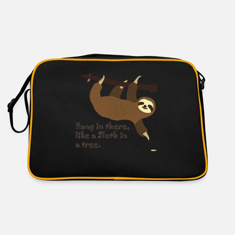 Faultier im Baum - Retro Tasche - Schwarz/Gold