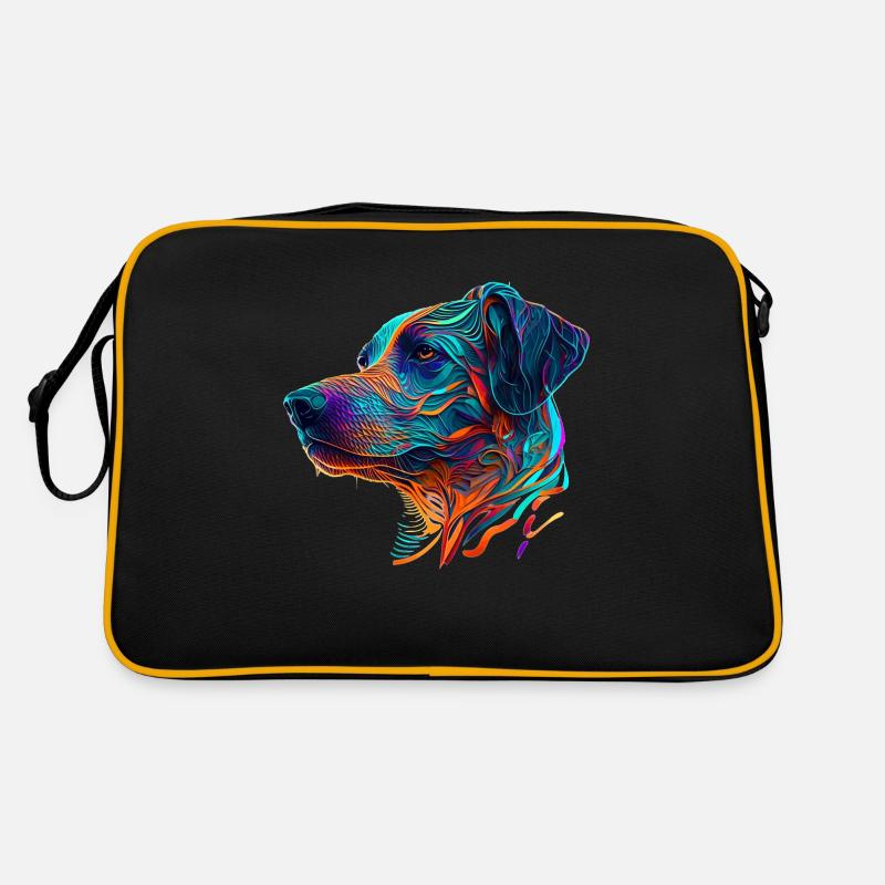 Rhodesian Ridgeback Hunderasse als Hundekopf - Retro Tasche - Schwarz/Gold