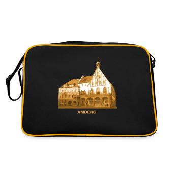 Amberg Rathaus Oberpfalz Franken Bayern - Retro Tasche - Schwarz/Gold - Hinten