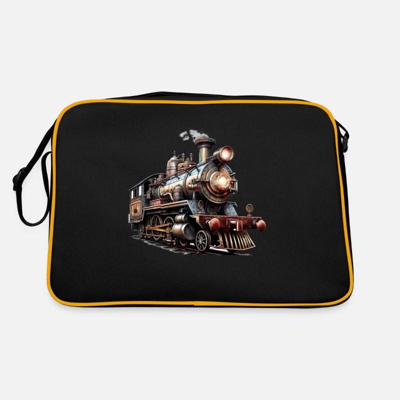 Das Bild einer alten Dampflok - Retro Tasche - Schwarz/Gold