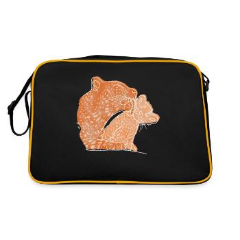"Leopard", Boho Line Art Design, Series "Big 5" - Retro Bag - black/gold - Back