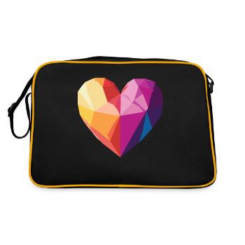 Amour - Cœur Low Poly - Sac Retro - noir/or - Dos
