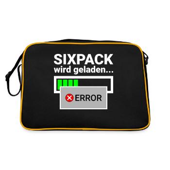 Bierbauch statt Sixpack für Computer Freaks Humor - Retro Tasche - Schwarz/Gold - Hinten