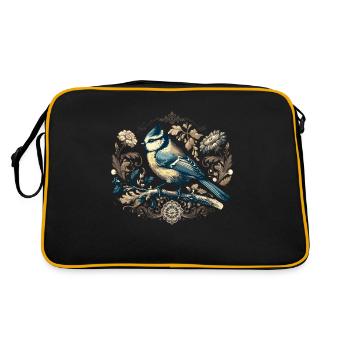 Blaumeise Retroblumen - Retro Tasche - Schwarz/Gold - Hinten