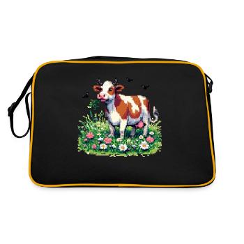 PixelArt Happy Cow - Retro Bag - black/gold - Back