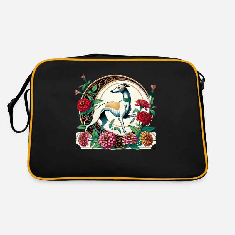 Whippet - Retro Tasche - Schwarz/Gold
