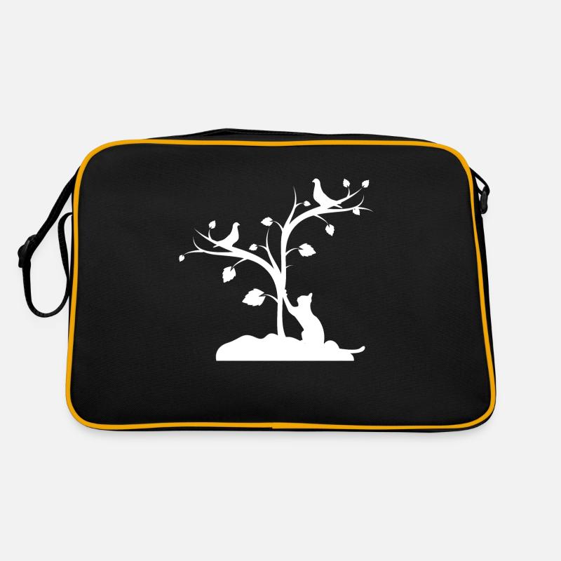 Katze - Retro Tasche - Schwarz/Gold