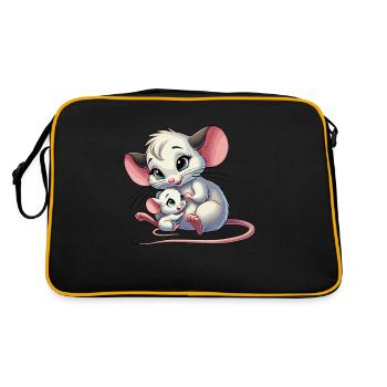 Souris mère avec enfant - Sac Retro - noir/or - Dos