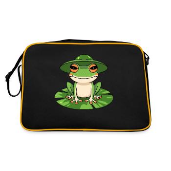 Cute frog with hat - Retro Bag - black/gold - Back