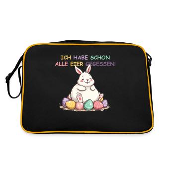 All eggs eaten funny colorful Easter with bunny - Retro Bag - black/gold - Back