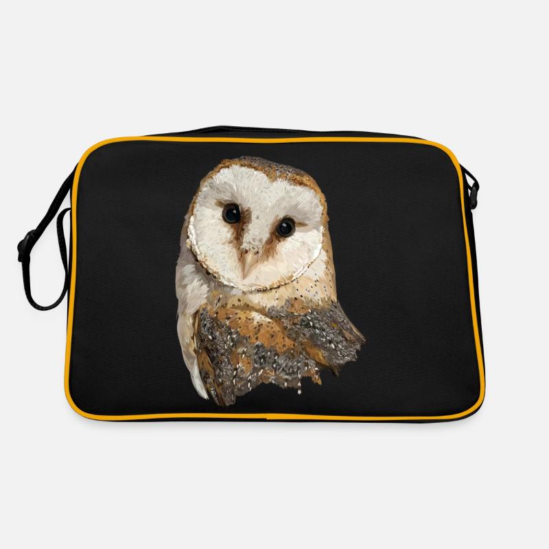 Schleiereule - Retro Tasche - Schwarz/Gold