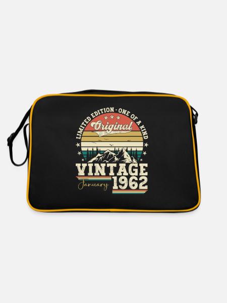 Millésime 1962 Janvier 61 Anniversaire Cadeau Mari - Sac Retro - noir/or - Dos