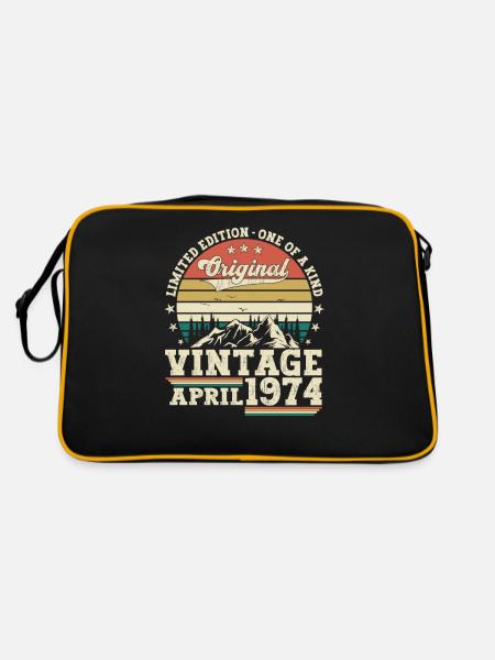 49. Geburtstag Mann Original April Jahrgang 1974 - Retro Tasche - Schwarz/Gold - Hinten