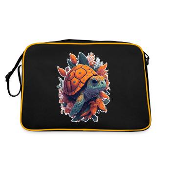 Turtle Floral Motif - Retro Bag - black/gold - Back