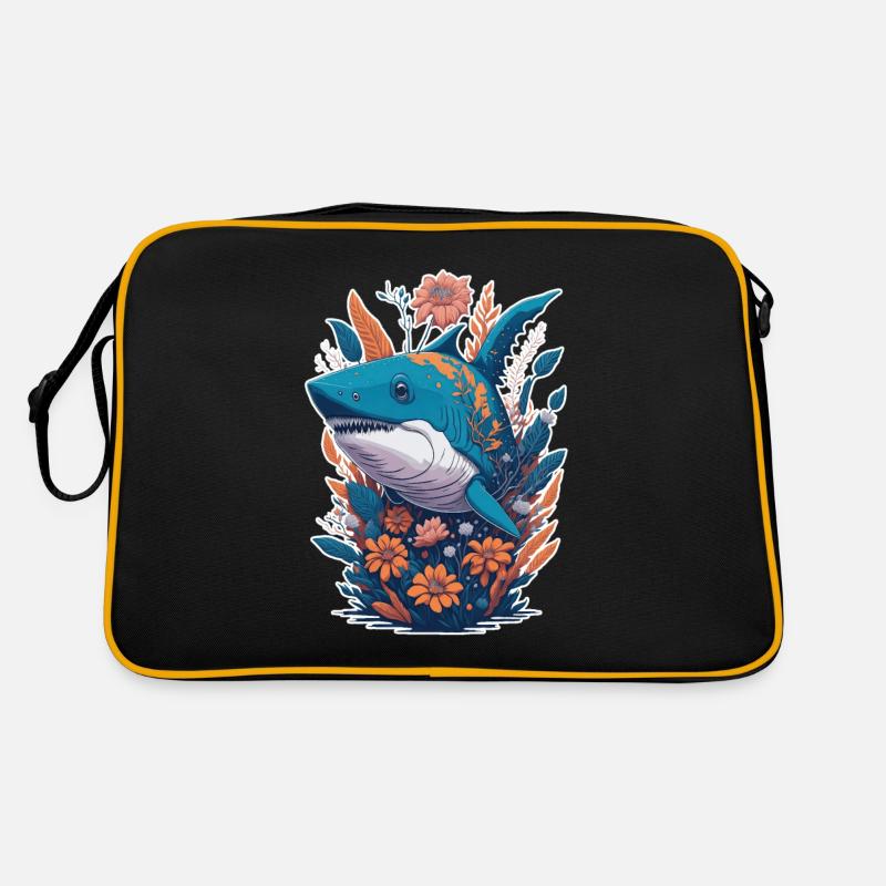 Hai Blumen - Retro Tasche - Schwarz/Gold