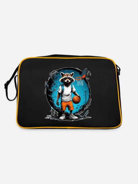 Ballon de basket-ball raton laveur - Sac Retro - noir/or - Dos