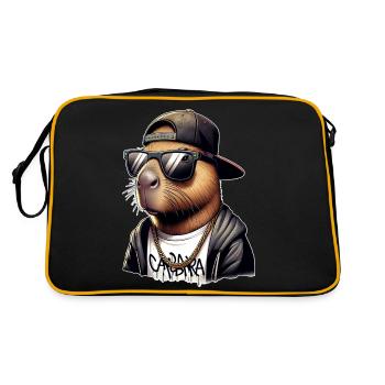 Capybara - Retro Tasche - Schwarz/Gold - Hinten