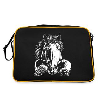 Pferd Boxer Kampfsport MMA - Retro Tasche - Schwarz/Gold - Hinten