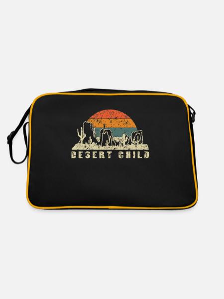 Kaktus - Desert Child - Mojave - Environmentalist - Retro Tasche - Schwarz/Gold - Hinten