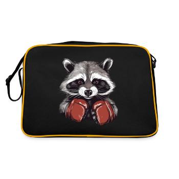 Waschbär boxen - Retro Tasche - Schwarz/Gold - Hinten