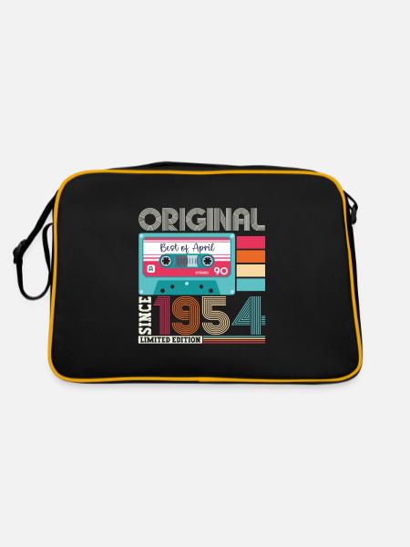 69th birthday man April Born 1954 Cassette - Retro Bag - black/gold - Back