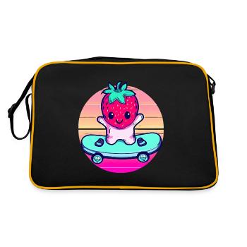 Skateboard fraise au coucher du soleil - Sac Retro - noir/or - Dos