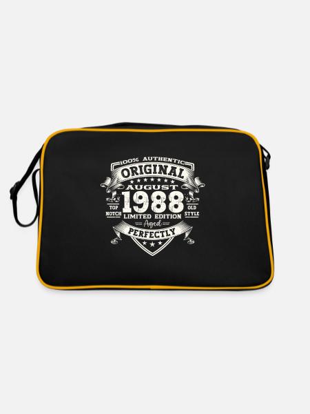 35. Geburtstag Mann Original August Jahrgang 1988 - Retro Tasche - Schwarz/Gold