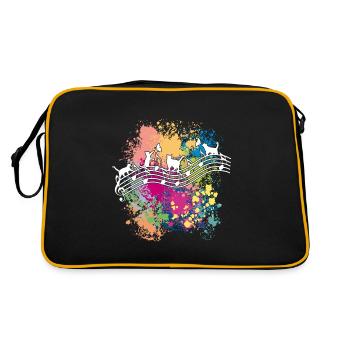 Cats and musical notes color blots - Retro Bag - black/gold - Back