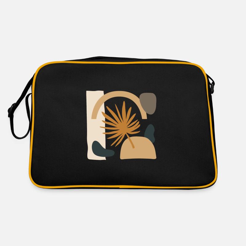 Feuille avec des formes abstraites - Sac Retro - noir/or