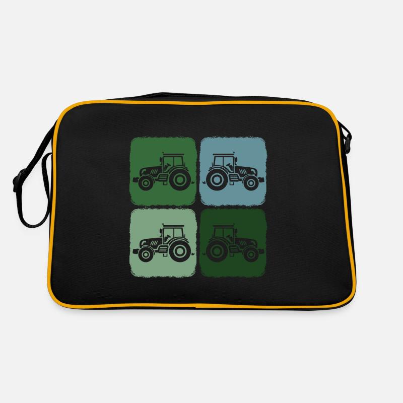 Trecker Retro Traktor Erntezeit in Landwirtschaft - Retro Tasche - Schwarz/Gold