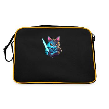 DarkCat (Dunkle Katze) - Retro Tasche - Schwarz/Gold - Hinten