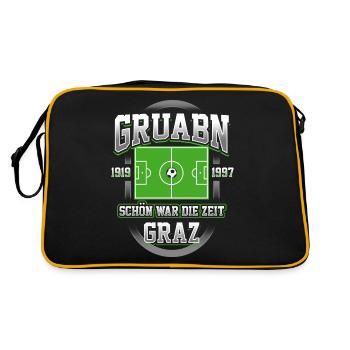 Gruabn Nostalgie: Erinnerungen an Graz und Fußball - Retro Tasche - Schwarz/Gold - Hinten