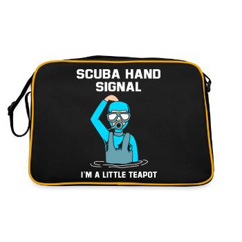 Taucher Handzeichen Scuba Diving - Retro Tasche - Schwarz/Gold - Hinten