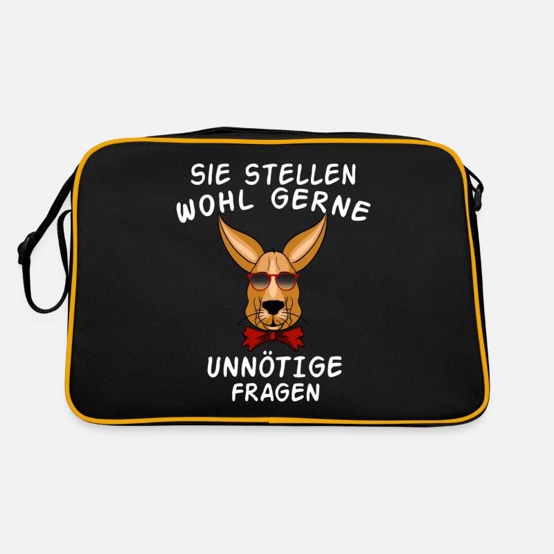 Känguru mit Sonnenbrille - Retro Tasche - Schwarz/Gold