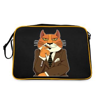 Katzen Katze Katzenshirt Katze Geschenkidee kitten - Retro Tasche - Schwarz/Gold - Hinten
