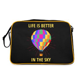 Heißluftballonfahrt Trichter Ballon Pilot Ballonfahrer - Retro Tasche - Schwarz/Gold - Hinten