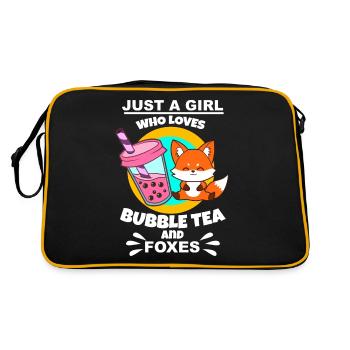 Bubble Tea Bubble Tee Mädchen Geschenk - Retro Tasche - Schwarz/Gold - Hinten