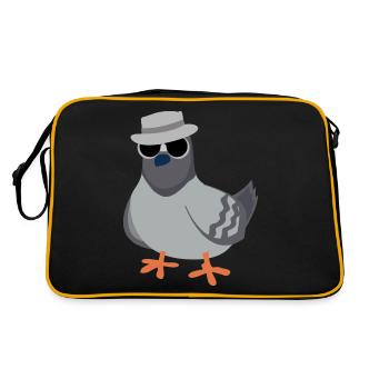 Cooles Taubendesign für Taubenliebhaber - Retro Tasche - Schwarz/Gold - Hinten