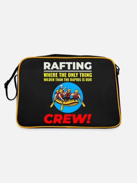 Rafting Team Floß Wildwasser Rafter Paddel Lustig - Retro Tasche - Schwarz/Gold - Hinten