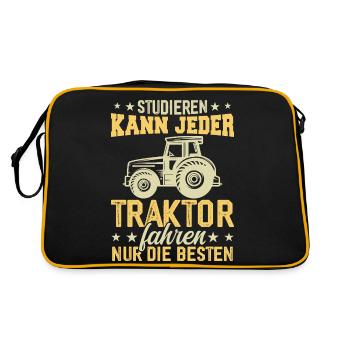 Anyone can study tractor driving only the best - Retro Bag - black/gold - Back