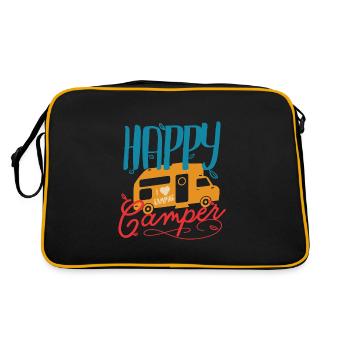 Happy Camper Blätter Abenteuer Wohnmobil Geschenk - Sac Retro - noir/or - Dos