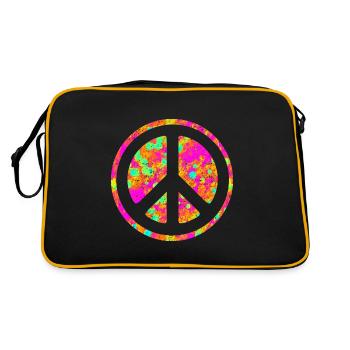 Flower Power PEACE Sign - Grungy Painting 3 - Retro Bag - black/gold - Back