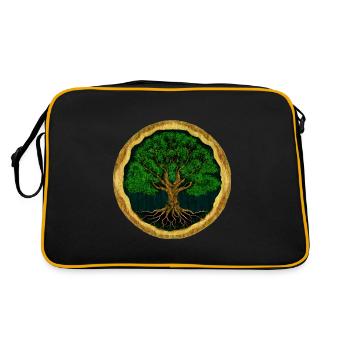 Tree of Life - dessin numérique - aspect bois - Sac Retro - noir/or - Dos