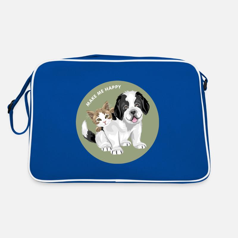 Chien chiot Saint Bernard et chat mignon Sac Retro