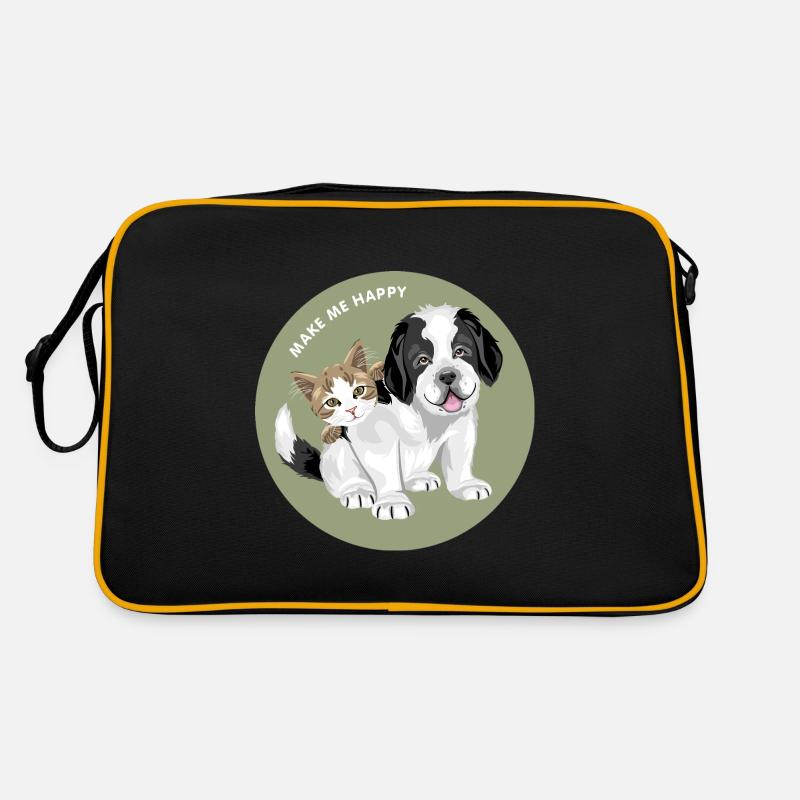 Chien chiot Saint Bernard et chat mignon Sac Retro