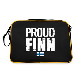 Proud Finn Finnland Finnische Flagge Finne - Retro Tasche - Schwarz/Gold - Hinten