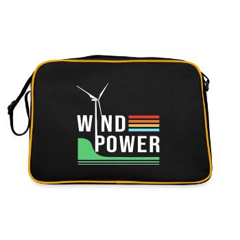 Éolienne, énergie éolienne, énergie éolienne - Sac Retro - noir/or - Dos