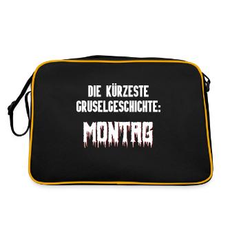 Die kürzeste Gruselgeschichte: Montag - Retro Tasche - Schwarz/Gold - Hinten
