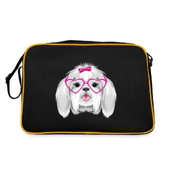 Portrait de Shih Tzu en lunettes roses - Sac Retro - noir/or - Dos